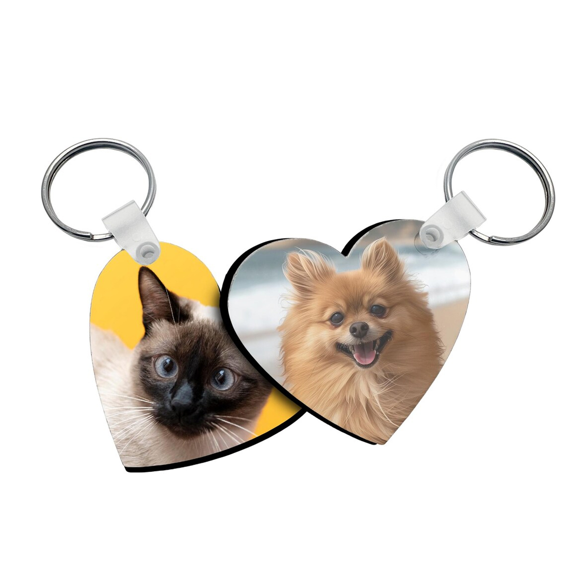 Double-Sided Full-Color Printed Heart-Shaped Wooden Key Tag - Key Chains / Rings, Keys
