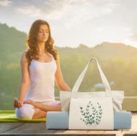 16 oz Yoga Bags Yoga Mats Bags Carrier Canvas Tote Bags for Pilates Travel Beach Workout (Natural) - Bags, Pouches