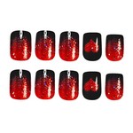 Red Glitter Shimmer Press-On Nails Bold Reflective Sparkle Fake Nail Tips Glossy Black Solid