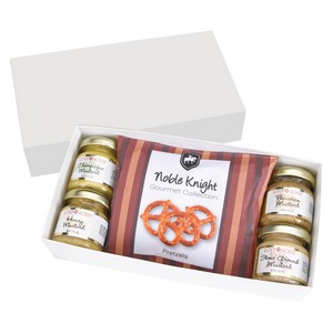 Gourmet Mustard Set With Pretzels In Gift Box