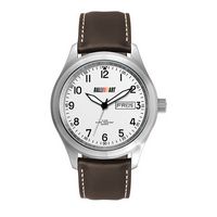 Wc8508 44mm Steel Matte Silver Case, 3 Hand Mvmt, White Dial, Day/Date Display, Leather Strap, Flat  - Watches