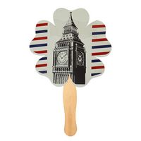 Custom Flower Paper Hand Held Fan with Wood Handle - Fans