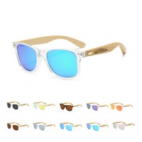 UV400 Bamboo Temple Sunglasses with Mirror Lens - Sunglasses