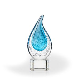 Rainey Blue Flame Art Glass Award - Clear Base