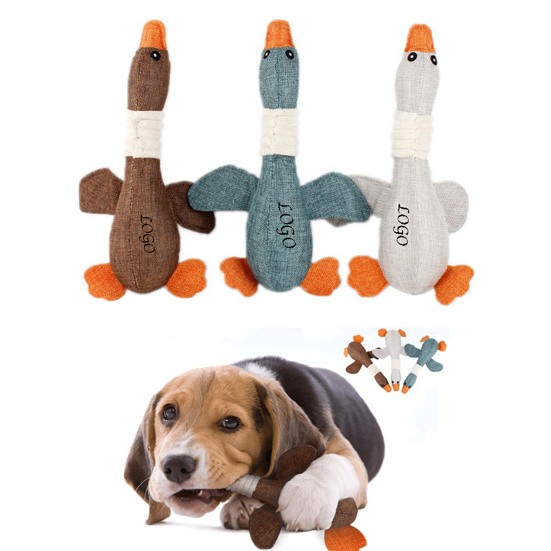 Stuffed Squeaky Extreme Goose Duck Dog Toy For Heavy Chewers W/ Build In Sound Robust Burlap - Stuffed Animals
