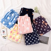 Customizable Mens Cartoon Christmas Flannel Pajama Pants, Kawaii Style - Pants