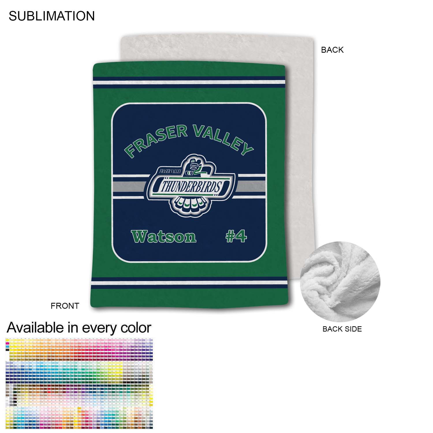 Team Blanket in Plush and cozy Mink Flannel Fleece, 60x80, Queen Bed size, Sublimated edge to edge - Blankets