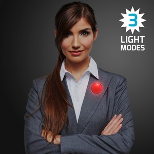 Red LED Frosted Circle Badge with Safety Pin - BLANK