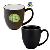 14 Oz. Vitrified Two-Tone Hilo Matte Black out / Black in Bistro Mug - Dishwasher Safe - Full Color - Mugs, Cups