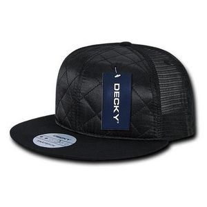 Decky Quilted Snapback Trucker Cap w/Flat Bill - Caps