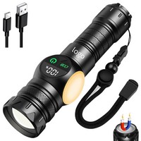30W High-Lumen Tactical Flashlight with COB Sidelight & Digital Display (No Battery) - Flashlights, Tools