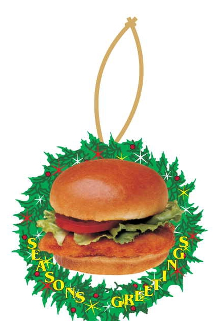 Chicken Sandwich Executive Wreath Ornament w/ Mirrored Back (3 Square Inch) - Ornaments