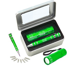 Gift Set With FL05 Stripe Flashlight & KM401 Screwdriver set Black