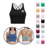 Cross Back Sports Bra w/ Breathable Mesh & Built-In Cup