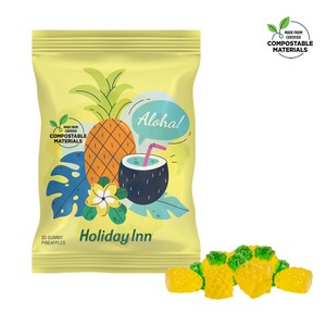 4 oz. ECO-Digibag™, Compostable & Full Color, 3D Gummy Pineapples