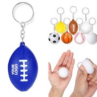 Mini Sports Ball Stress Relief Keychain - Squeeze Toys, Key Chains / Rings