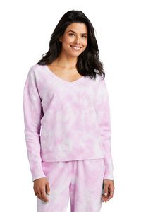 Port & Co™ Women's Beach Wash® Cloud Tie-Dye V-Neck Sweatshirt