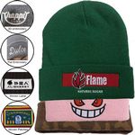 Custom Made Stripped Cuffed Knitted Beanie With Logo