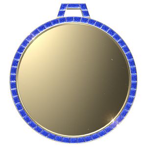 Vibraprint® Bright Gold Blue GEM Insert Medallion (2-1/4")