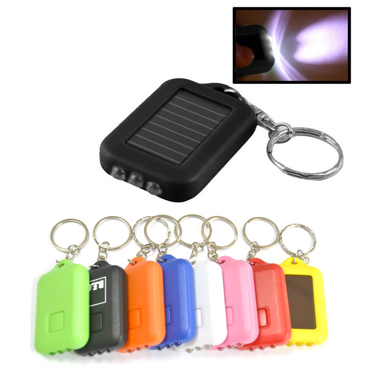 Solar Powered LED Flashlight Keychain - Key Chains / Rings, Flashlights