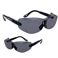 Large Encased Single-Piece Gray Lens Safety Glasses w/Black Flexible Temples - Eyeglasses