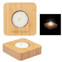 Bamboo Tea Light Candle Holder With Candle