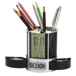 Metal Mesh Electronic Perpetual Calendar Pen Holder