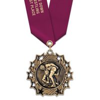 Wrestling TS Medal w/Satin Neck Ribbon (2½") - Medals, Ribbons