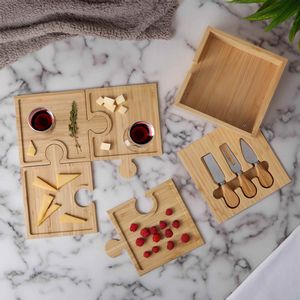 Bamboo Puzzle Cheese Board Set
