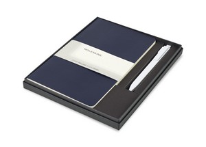 Moleskine® Large Volant and GO Pen Gift Set - Navy Blue
