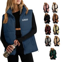Corduroy Stand Collar Sleeveless Jacket - Vests, Coats
