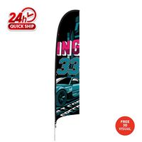 14' Premium Double-Sided Concave Flag Kit with Ground Stake - Flags, Displays
