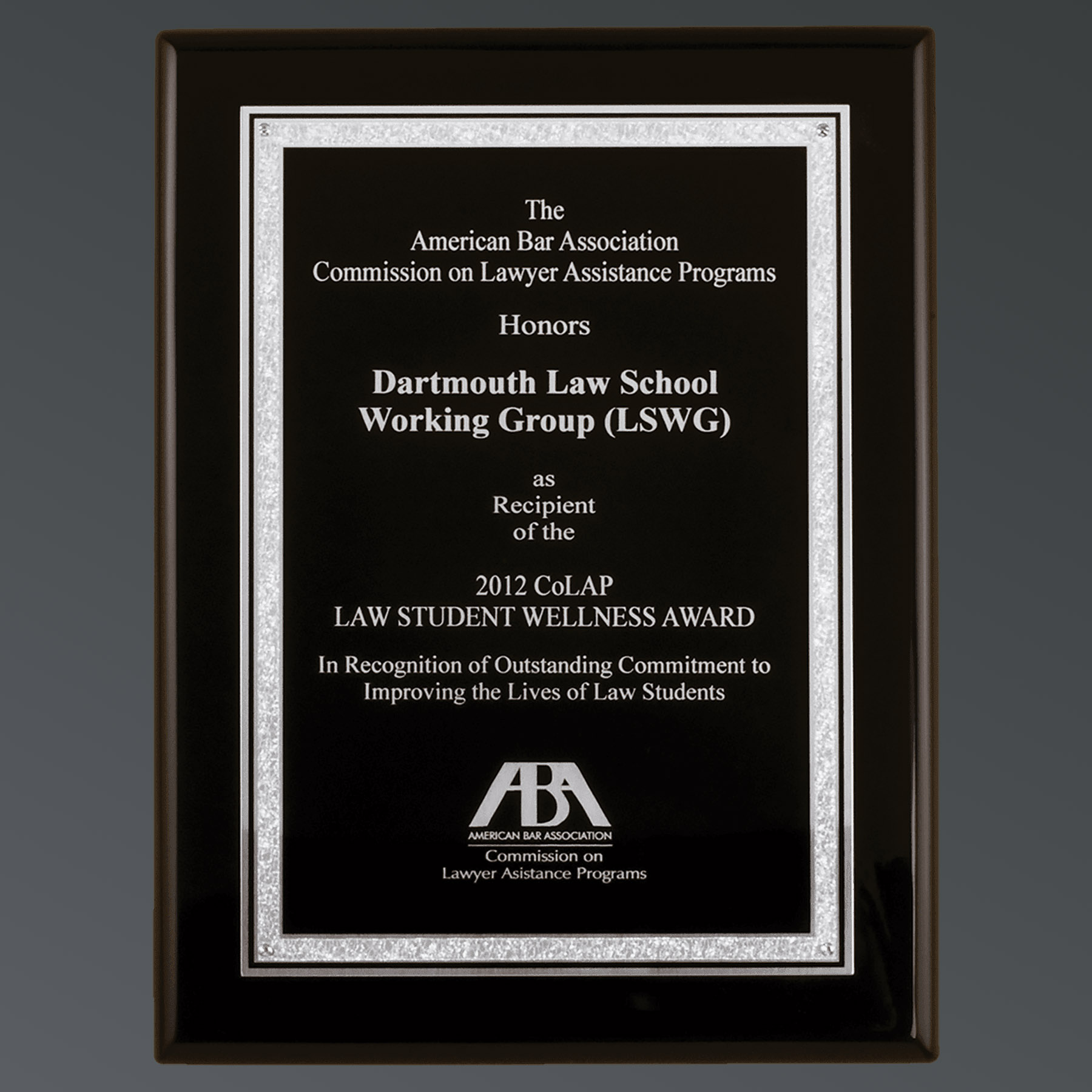 Ebony Piano Finish with Black Brass/Silver Florentine, Medium (8"x10") - Awards, Plaques
