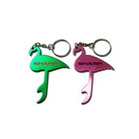 Flamingo Aluminum Bottle Opener w/Keychain (2 Week Production) - Openers, Key Chains / Rings
