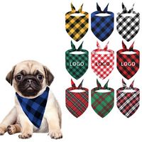 Pets Cotton Plaid Dog Bandana Triangle Bib Scarf Kerchief - Bandanas