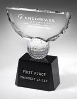 Medium Optical Crystal Crowned Golf Trophy - Trophies, Crystal
