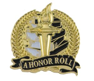 Bright Gold Academic A Honor Roll Lapel Pin (1-1/8")