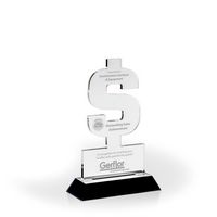 Dollar Sign Award with Black Wood Base - Engraved