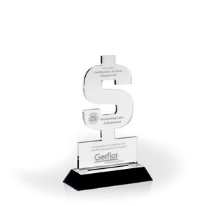 Dollar Sign Award with Black Wood Base - Engraved