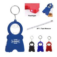 Smiley Face Keychain w/Bottle Opener, Light, & Measuring Tape - Openers, Key Chains / Rings