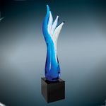 Blue Aspire Art Glass on Black Base, 17-1/2"H