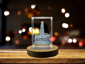 Bruges Belfry 3D Engraved Crystal Trophy Award - Stunning Flemish Architecture Gift