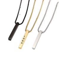 Engravable Vertical 3D Bar Necklace - Necklaces, Pendants