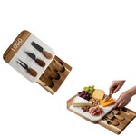 Marble And Acacia Wood Tasting Board With Hidden Utensil Compartment