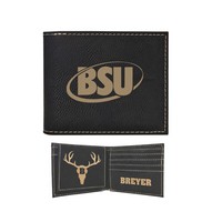 Laser Engraved Leatherette RFID Blocking Bifold Wallet with Flip ID Display (4.5"x3.5") - Wallets, Money Clips