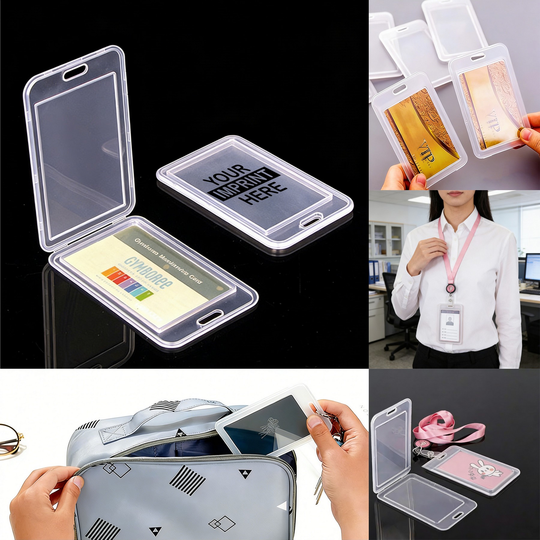 Vertical Clear ID Card Holder with Neck Strap - Badge Holders, Cases