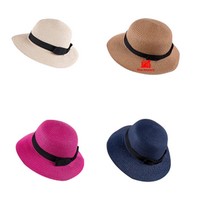 Classic Panama Straw Braid Beach Hat with Wide Brim for Sun Protection - Hats