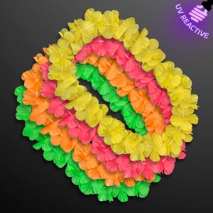 Blacklight Reactive Hawaiian Leis, Neon Assortment (Non-Light Up) - BLANK