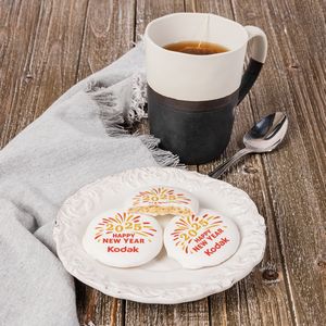 Iced Round Vanilla Cookie- Custom Logo