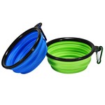 Portable folding dog bowl with hiking buckle